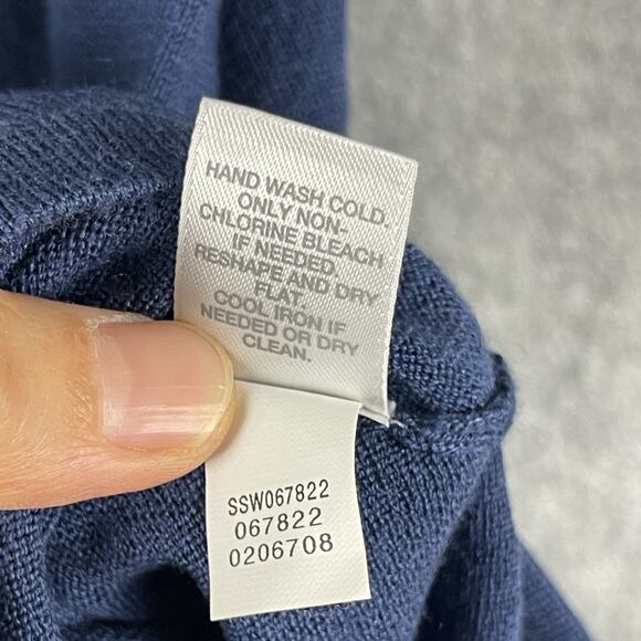 J Jill Wool Blend Longline Cardigan Sweater Womens PM Blue Curved Hem Pocket - Picture 9 of 13